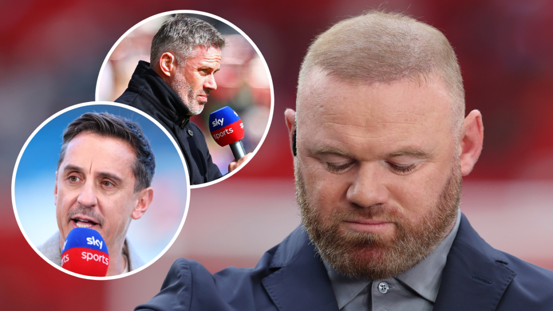 LONDON, ENGLAND - JUNE 07: Wayne Rooney checks his watch whilst presenting for Channel 4 prior to the international friendly match between England ...