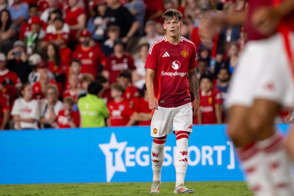 Sam Mather of Manchester United in action during a pre season friendly match between Manchester United v Liverpool FC at Williams-Brice Stadium on ...