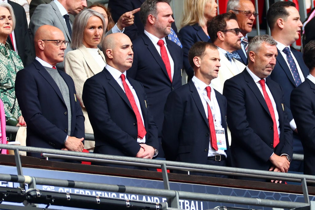 (L-R) Ineos Head of Sport Sir David Brailsford, Manchester United CEO Omar Berrada, Manchester United sporting director Dan Ashworth and Manchester...