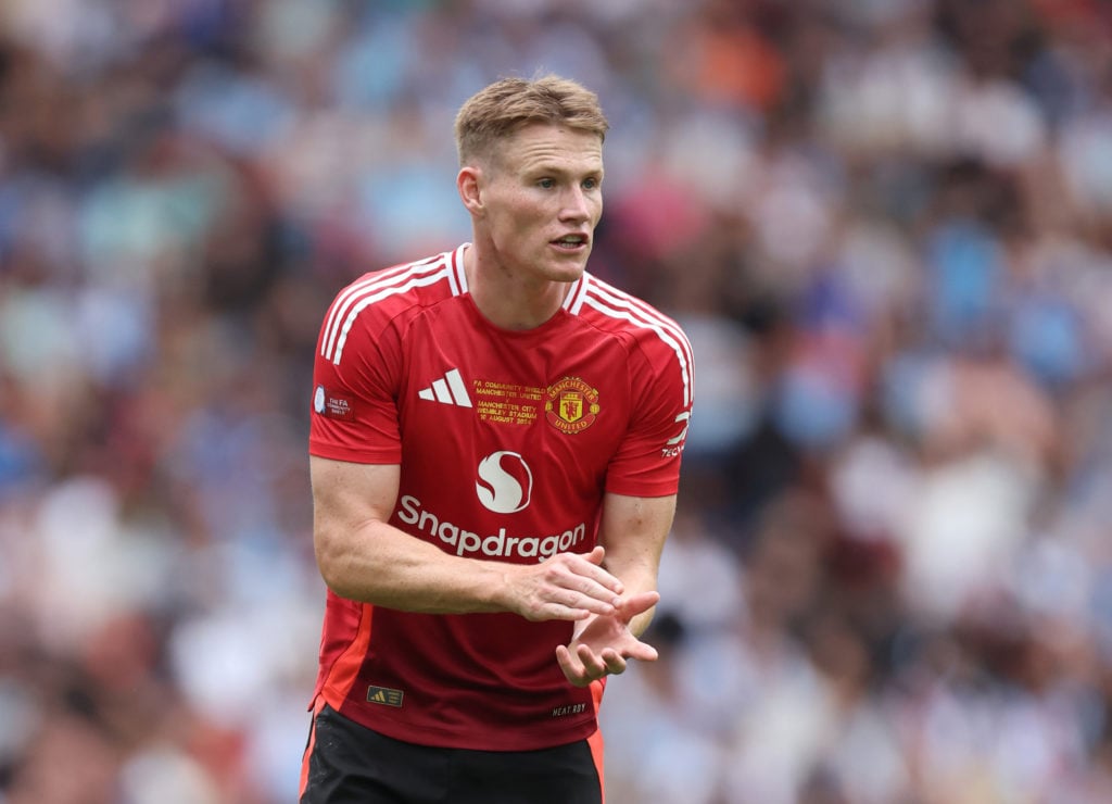 Scott McTominay of Manchester United during the 2024 FA Community Shield match between Manchester United and Manchester City at Wembley Stadium o...