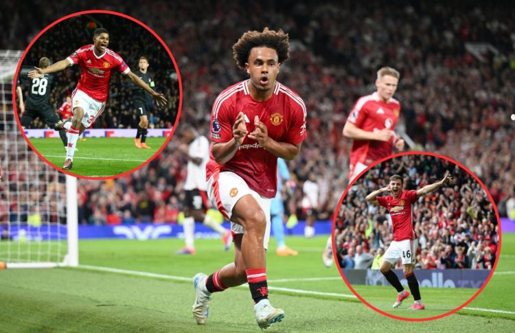 Collage of Joshua Zirkzee, Marcus Rashford and Josh Harrop.
