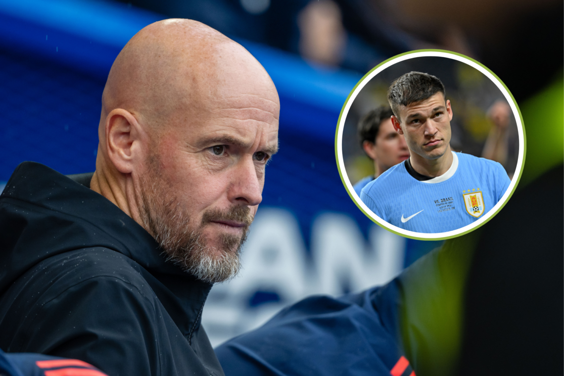 Erik ten Hag and Manuel Ugarte look on