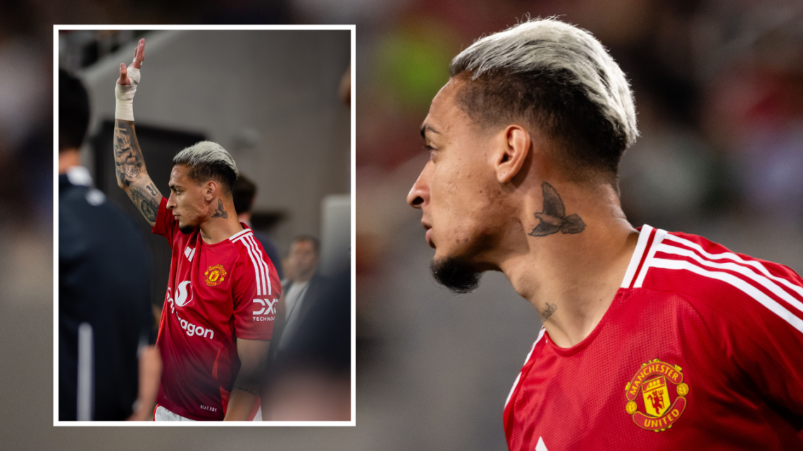 SAN DIEGO, CALIFORNIA - JULY 31: Antony of Manchester United in action during a pre-season friendly match between Manchester United v Real Betis at...