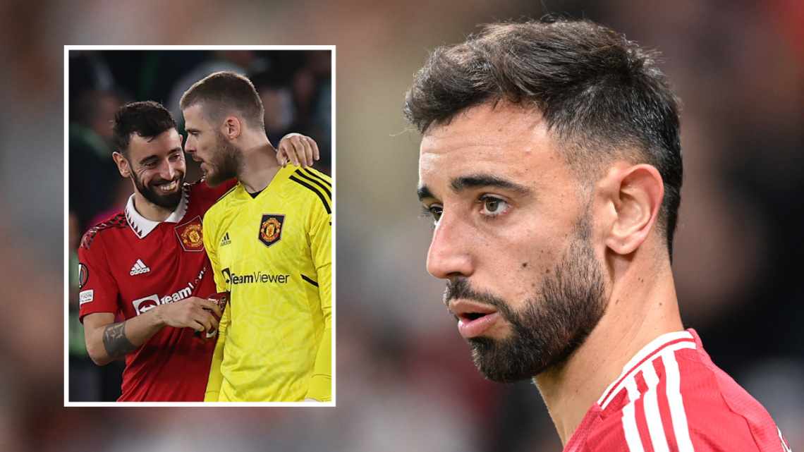 MANCHESTER, ENGLAND - AUGUST 16: Bruno Fernandes of Manchester United looks on during the Premier League match between Manchester United FC and Ful...