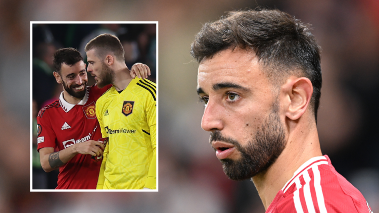 MANCHESTER, ENGLAND - AUGUST 16: Bruno Fernandes of Manchester United looks on during the Premier League match between Manchester United FC and Ful...
