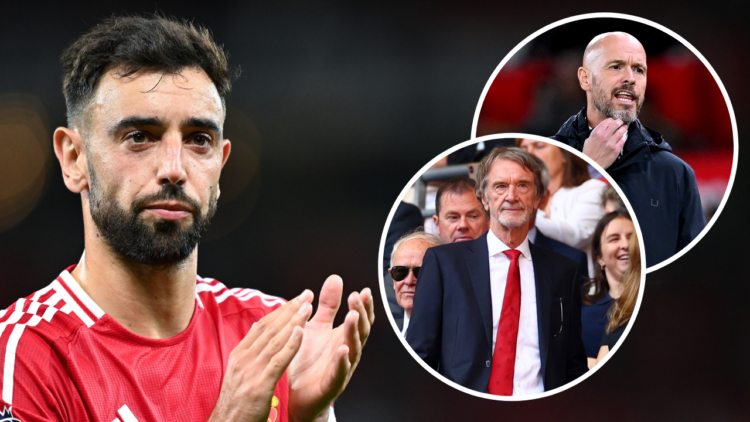 MANCHESTER, ENGLAND - AUGUST 16: Bruno Fernandes of Manchester United looks on after the Premier League match between Manchester United FC and Fulh...