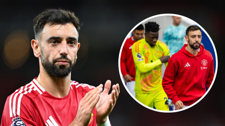 MANCHESTER, ENGLAND - AUGUST 16: Bruno Fernandes of Manchester United looks on after the Premier League match between Manchester United FC and Fulh...