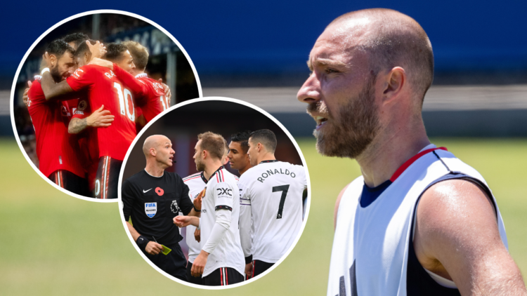 LOS ANGELES, CALIFORNIA - JULY 28: (EXCLUSIVE COVERAGE) Christian Eriksen of Manchester United in action during a first team training session at UC...