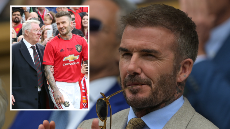 LONDON, ENGLAND - JULY 01: David Beckham watches Carlos Alcaraz of Spain abd Mark Lajal of Estonia during their Gentlemen's Singles first round mat...
