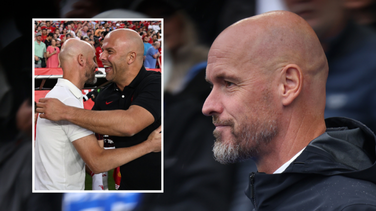 BRIGHTON, ENGLAND - AUGUST 24: Manager Erik ten Hag of Manchester United FC during the Premier League match between Brighton & Hove Albion FC and M...