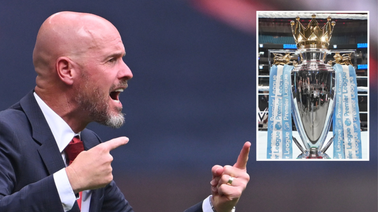 LONDON, ENGLAND - AUGUST 10: Erik ten Hag Head Coach of Manchester United gestures during the 2024 FA Community Shield match between Manchester Uni...