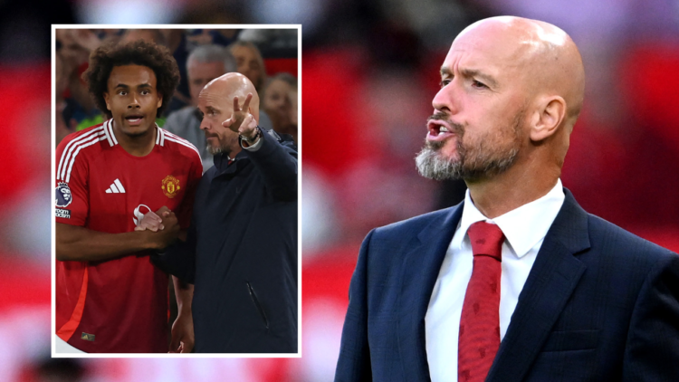 MANCHESTER, ENGLAND - AUGUST 16: Erik ten Hag, Manager of Manchester United, reacts during the Premier League match between Manchester United FC an...