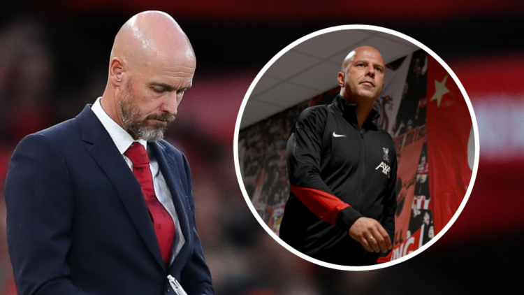 MANCHESTER, ENGLAND - AUGUST 16: Erik ten Hag, manager of Manchester United, during the Premier League match between Manchester United FC and Fulha...