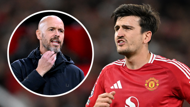 MANCHESTER, ENGLAND - AUGUST 16: Harry Maguire of Manchester United looks on during the Premier League match between Manchester United FC and Fulha...