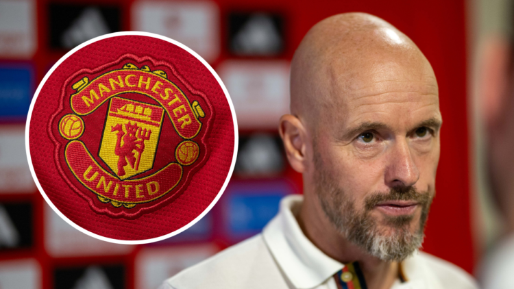 INGLEWOOD, CALIFORNIA - JULY 27: Manager Erik ten Hag of Manchester United is interviewed ahead of the pre-season friendly match between Manchester...