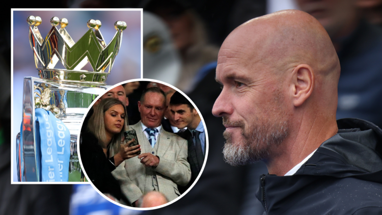 Former England player Paul Gascoigne (C) is spotted in the crowd ahead of the UEFA Euro 2020 qualifying first round Group A football match between ...