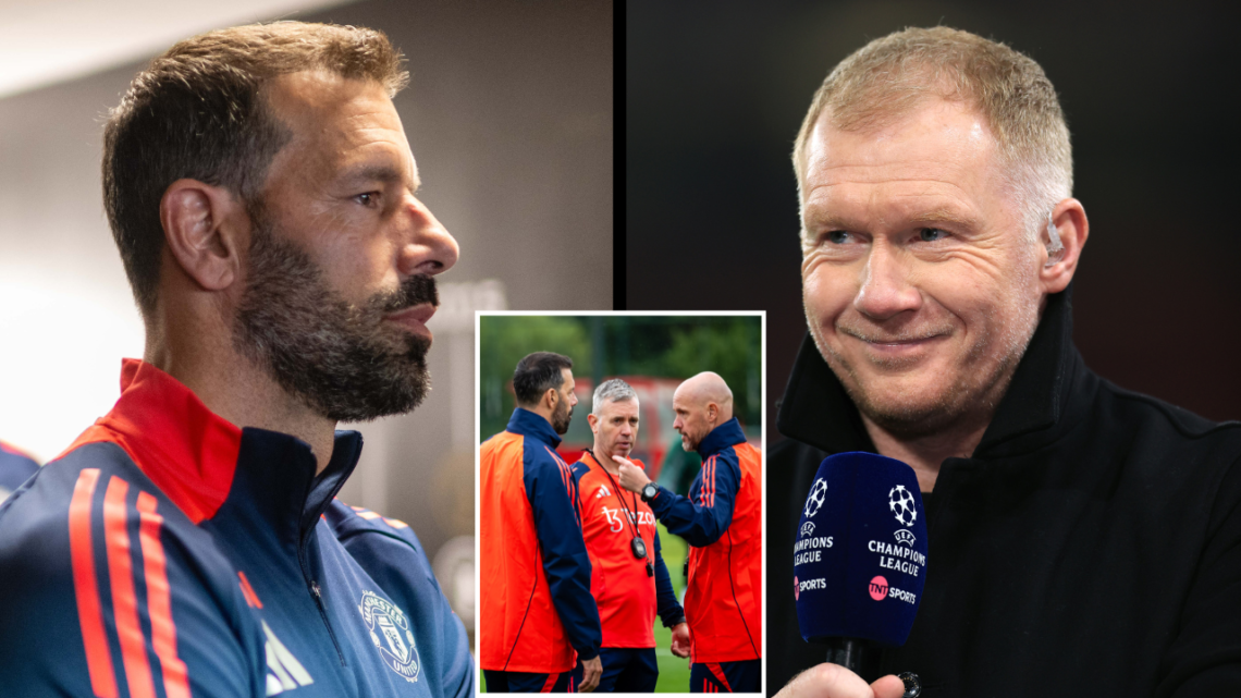MANCHESTER, ENGLAND - DECEMBER 12: TV pundit Paul Scholes during the UEFA Champions League match between Manchester United and FC Bayern München at...