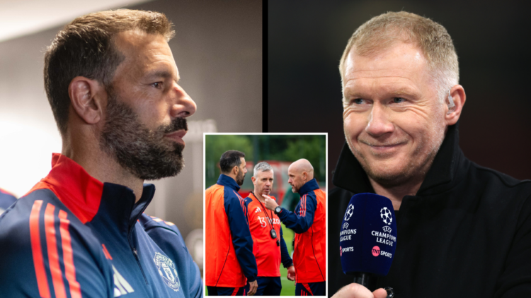 MANCHESTER, ENGLAND - DECEMBER 12: TV pundit Paul Scholes during the UEFA Champions League match between Manchester United and FC Bayern München at...