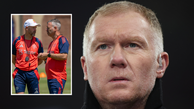 MANCHESTER, ENGLAND - DECEMBER 12: Former Manchester United player Paul Scholes working as a TV pundit during the UEFA Champions League match betwe...