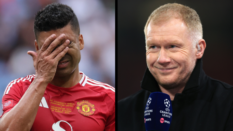 MANCHESTER, ENGLAND - DECEMBER 12: TV pundit Paul Scholes during the UEFA Champions League match between Manchester United and FC Bayern München at...