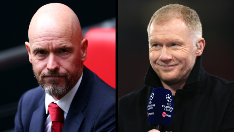 MANCHESTER, ENGLAND - DECEMBER 12: TV pundit Paul Scholes during the UEFA Champions League match between Manchester United and FC Bayern München at...