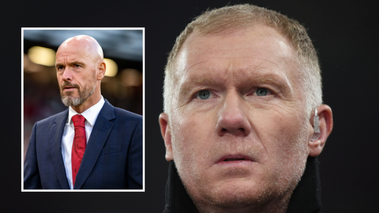 MANCHESTER, ENGLAND - DECEMBER 12: Former Manchester United player Paul Scholes working as a TV pundit during the UEFA Champions League match betwe...