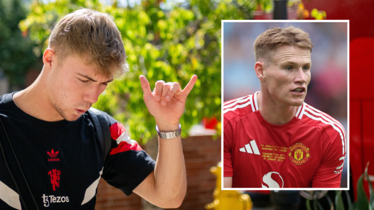 LOS ANGELES, CALIFORNIA - AUGUST 02: Rasmus Hojlund of Manchester United arrives ahead a first team training session at UCLA Campus on August 02, 2...