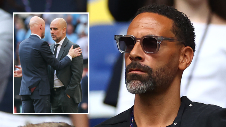 GELSENKIRCHEN, GERMANY - JUNE 30: Rio Ferdinand looks on prior to the UEFA EURO 2024 round of 16 match between England and Slovakia at Arena AufSch...