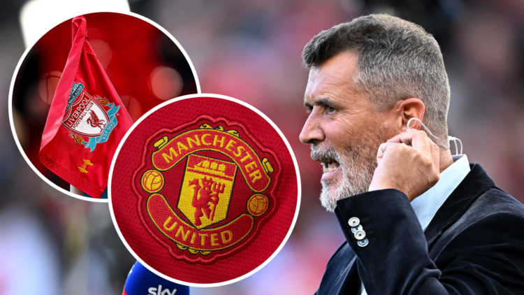 MANCHESTER, ENGLAND - AUGUST 16: Former Footballer and Manager Roy Keane looks on as he presents on Sky Sports prior to the Premier League match be...