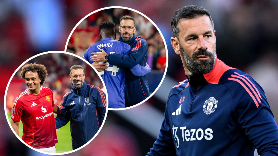 MANCHESTER, ENGLAND - AUGUST 16: Ruud van Nistelrooy, Assistant Manager of Manchester United, looks on prior to the Premier League match between Ma...
