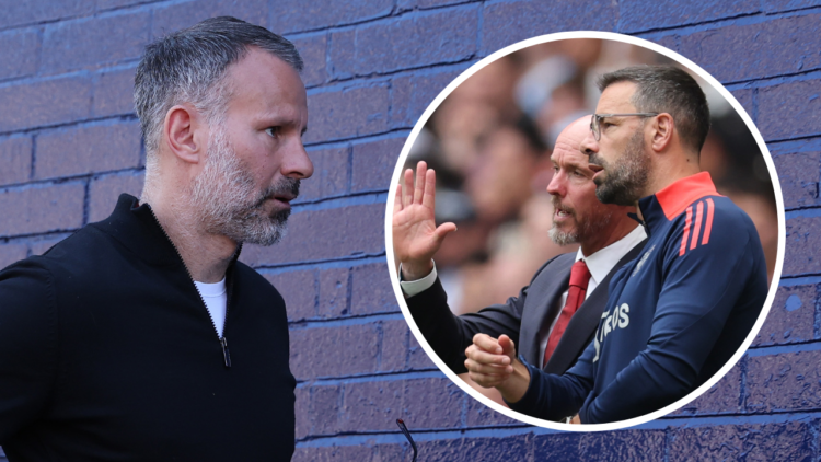 STOCKPORT, ENGLAND - MAY 20: Ryan Giggs a co-owner of Salford City arrives for the Sky Bet League Two Play-Off Semi-Final Second Leg match between ...