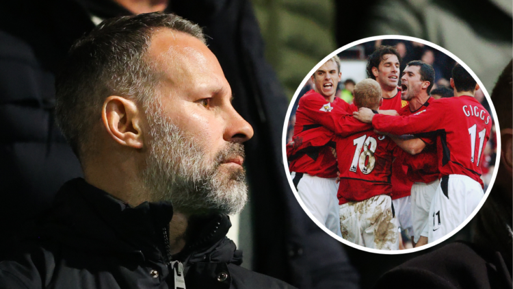 STOCKPORT, ENGLAND - MARCH 31: Ryan Giggs watches on from the stands during the Sky Bet League Two between Stockport County and Salford City at Edg...
