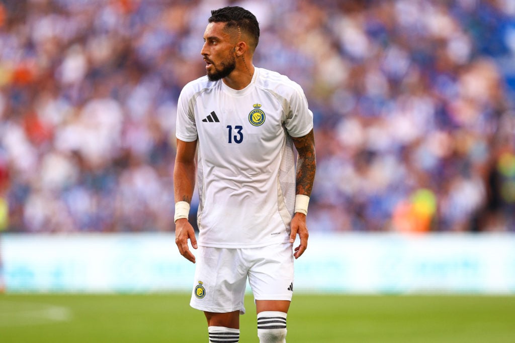 Alex Telles of Al Nassr gestures during the Pre-Season Friendly match between FC Porto and Al Nassr on July 28, 2024 in Porto, Portugal.