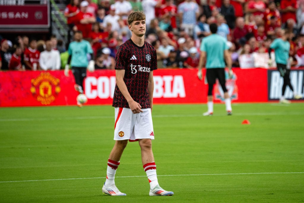 Jack Fletcher of Manchester United warms up ahead of the pre season friendly match between Manchester United v Liverpool FC at Williams-Brice Stadi...