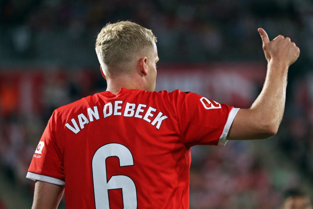 Donny van de Beek plays during the match between Girona FC and CA Osasuna, corresponding to week 3 of LaLiga EA Sports, at the Montilivi Stadium in...