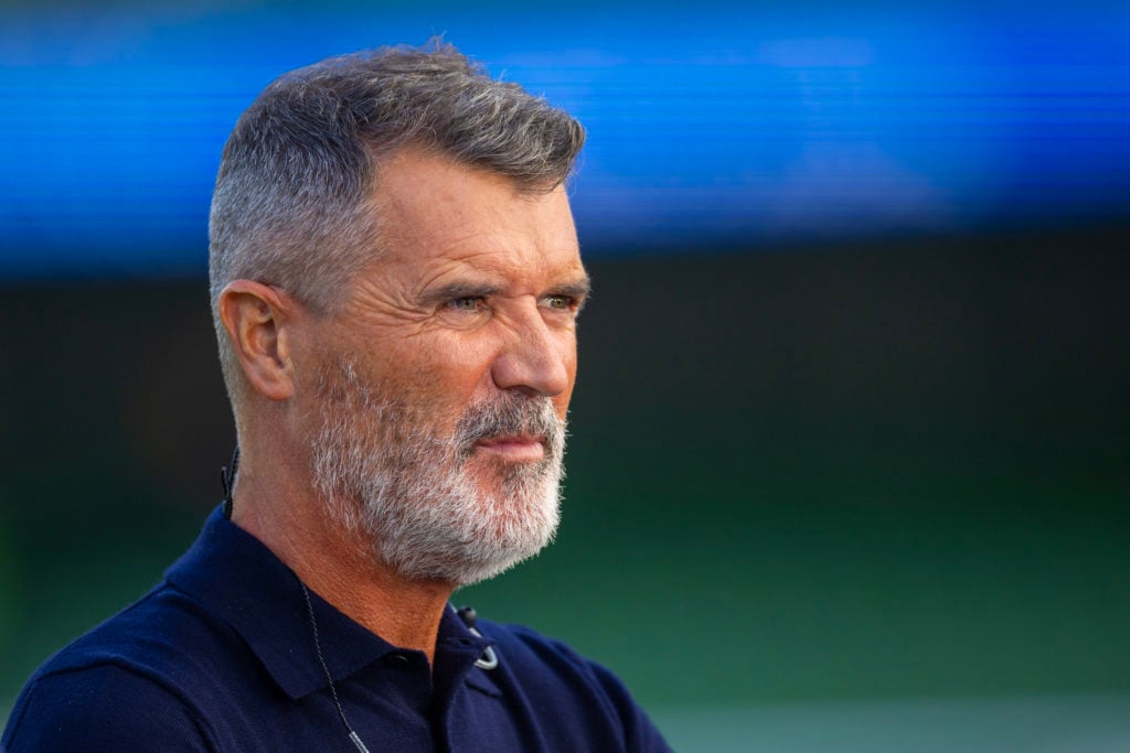 SEPTEMBER 07: Former footballer Roy Keane, who works as a football analyst for ITV Sport, on the sidelines during Republic of Ireland V England, ...