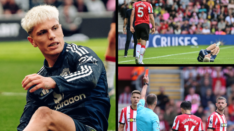 SOUTHAMPTON, ENGLAND - SEPTEMBER 14: Alejandro Garnacho of Manchester United in action during the Premier League match between Southampton FC and M...