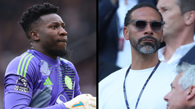 MANCHESTER, ENGLAND - SEPTEMBER 1: Manchester United goalkeeper Andre Onana looks on during the Premier League match between Manchester United FC a...