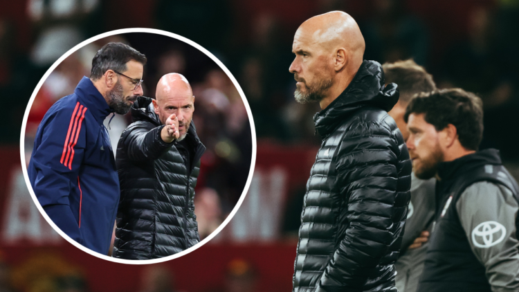 MANCHESTER, ENGLAND - SEPTEMBER 17: Erik ten Hag, Manager of Manchester United looks on during the Carabao Cup Third Round match between Manchester...