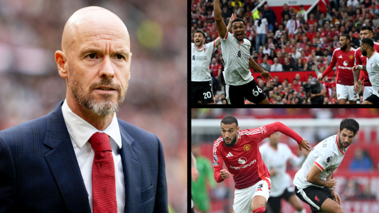 MANCHESTER, ENGLAND - SEPTEMBER 01: Erik ten Hag, Manager of Manchester United enters the pitch prior to the Premier League match between Mancheste...