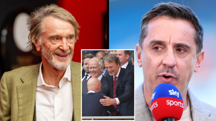 MANCHESTER, ENGLAND - MAY 19: Gary Neville presenting for Sky Sports ahead of the Premier League match between Manchester City and West Ham United ...