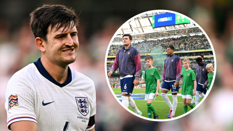 Dublin , Ireland - 7 September 2024; Harry Maguire of England during the UEFA Nations League B Group 2 match between Republic of Ireland and Englan...