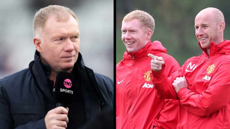 LONDON, ENGLAND - DECEMBER 23: Paul Scholes speaks for TNT Sports prior to the Premier League match between West Ham United and Manchester United a...