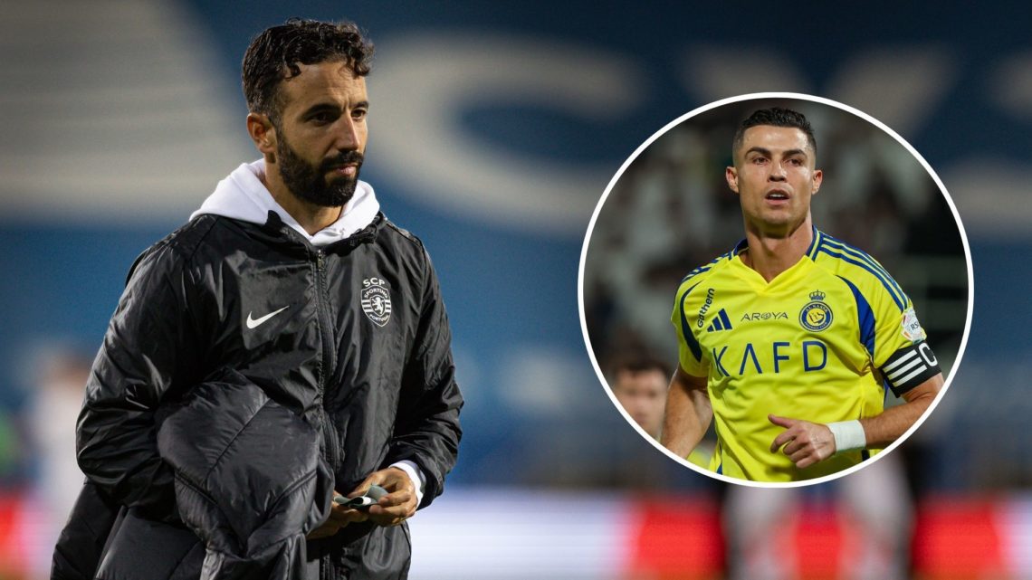 Head Coach Ruben Amorim of Sporting CP seen in action during the Liga Portugal Betclic match between GD Estoril Praia and Sporting CP at Estadio An...