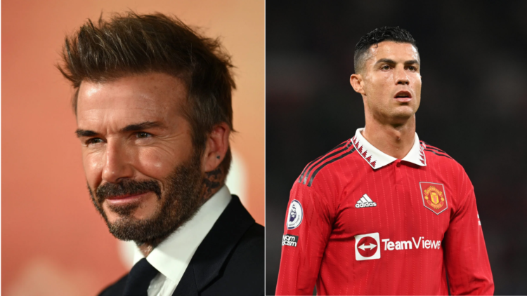 Former Manchester United stars David Beckham and Cristiano Ronaldo