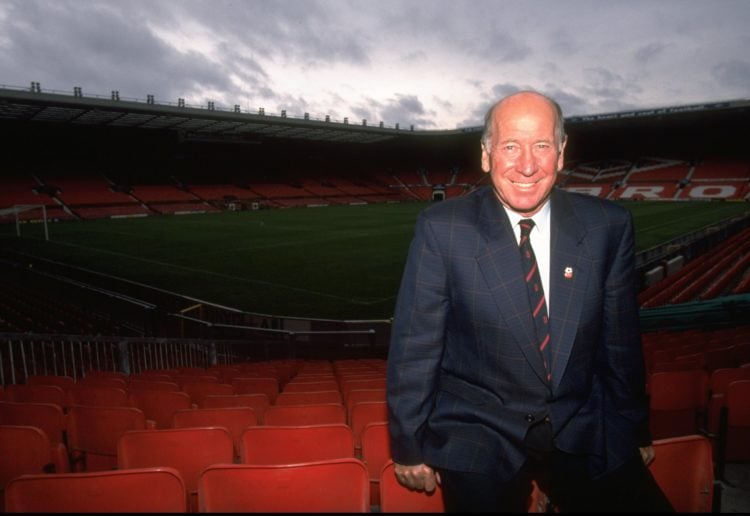 Oct 1995:  Portrait of ex Manchester United footballer Sir Bobby Charlton at Old Trafford in Manchester, England.  Mandatory Credit: Clive  Brunski...