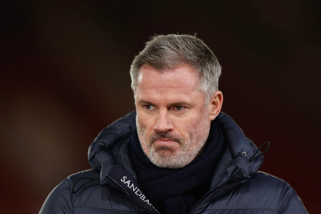 Sky Sports TV pundit and Liverpool legend Jamie Carragher during the Premier League match between Nottingham Forest and Tottenham Hotspur at City Ground in 2023 in Nottingham, England.