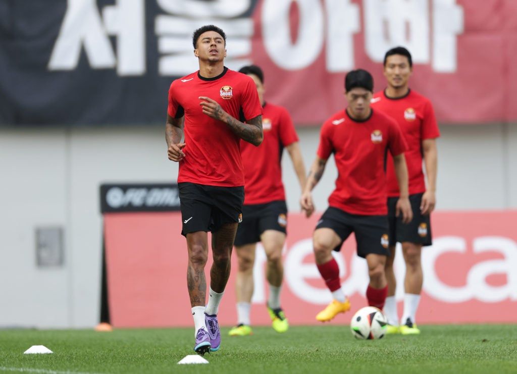 Jesse Lingard of Seoul FC warms up before the K-League match between Seoul FC and Daegu at Seoul World Cup Stadium on May 19, 2024 in Seoul, South ...