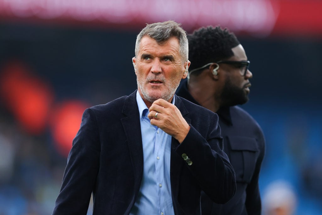 Manchester United legend and Sky Sports pundit Roy Keane during the Premier League match between Manchester City and Arsenal at the Etihad Stadium in 2024 in Manchester.