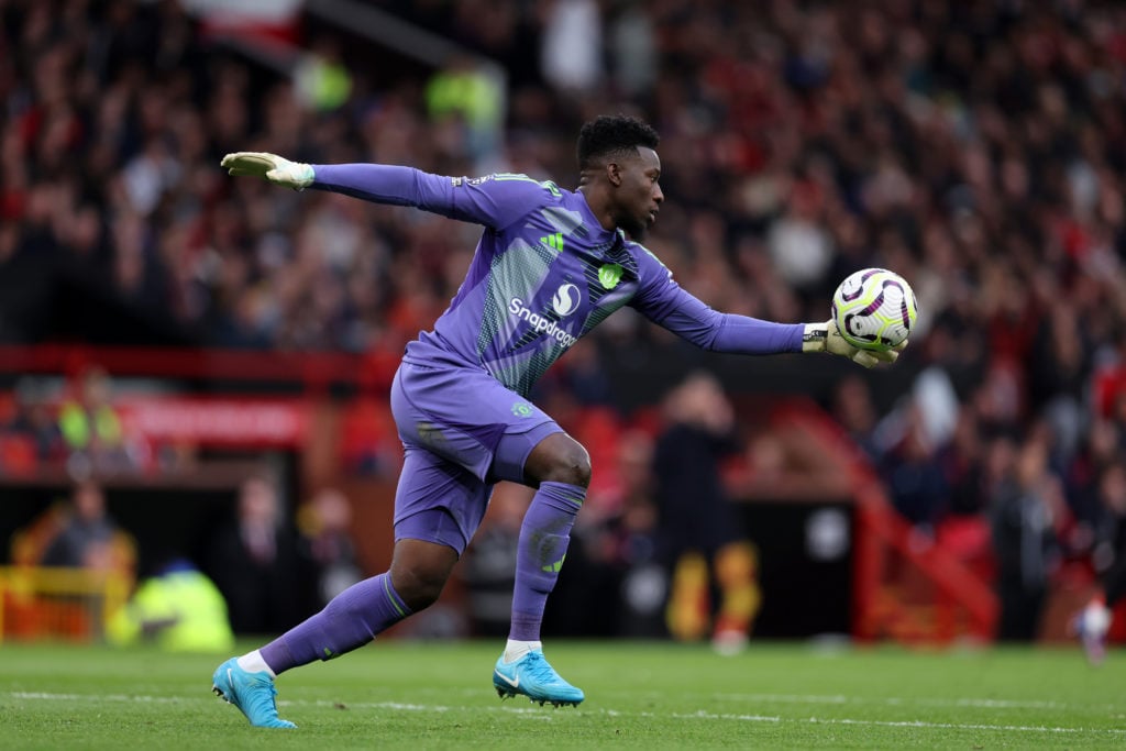 Andre Onana of Manchester United during the Premier League match between Manchester United FC and Tottenham Hotspur FC at Old Trafford on Septembe...